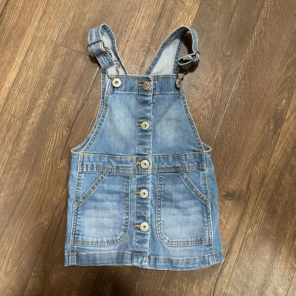 Oshkosh B’gosh button down distressed 2T denim overall dress